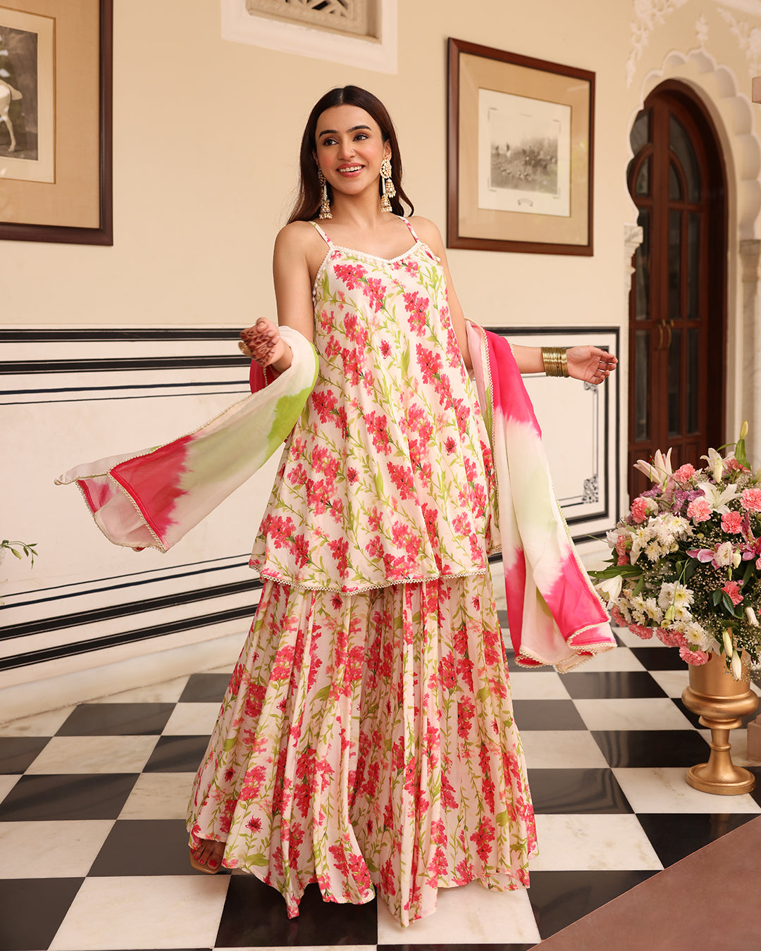 NOOR Off White Printed SHARARA SET