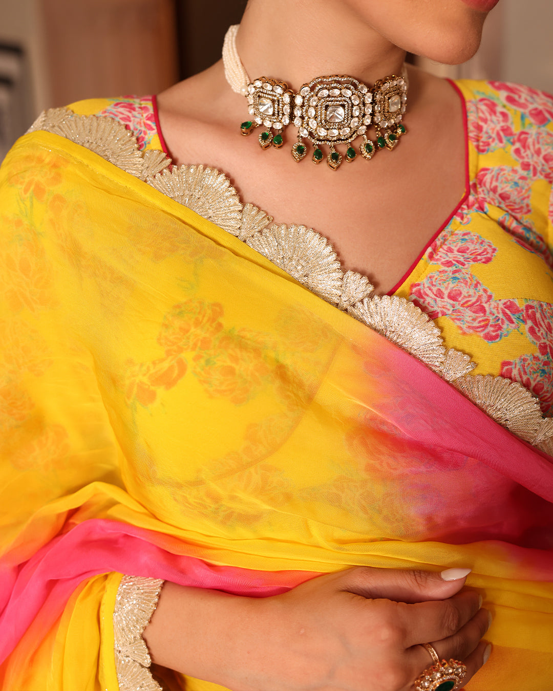 Kurkum Yellow Printed Lehenga