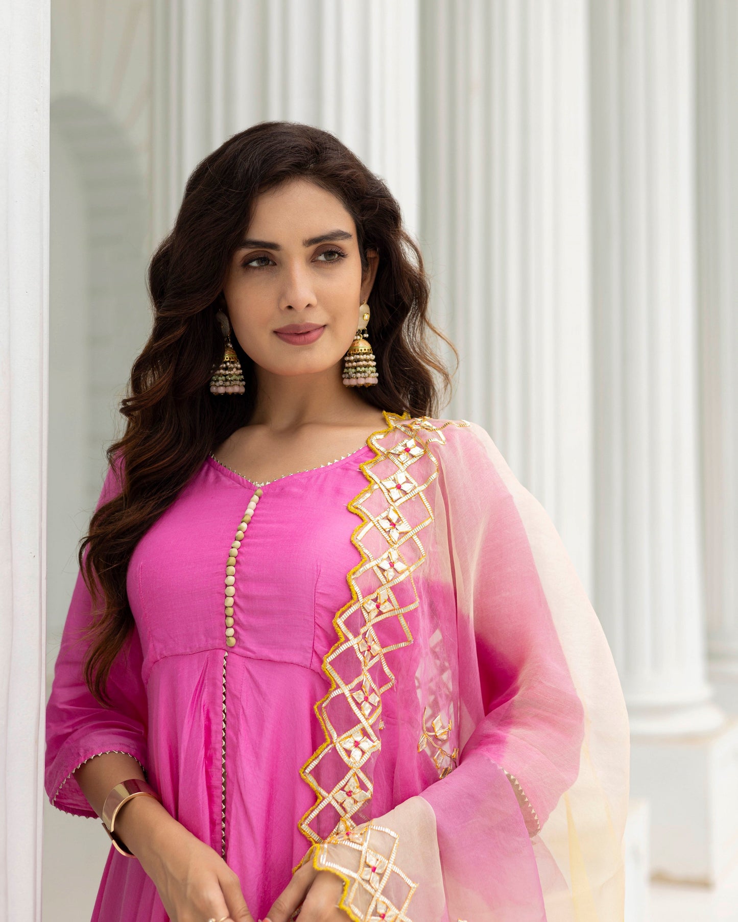 Brink Pink Tie and Dye Sharara Set
