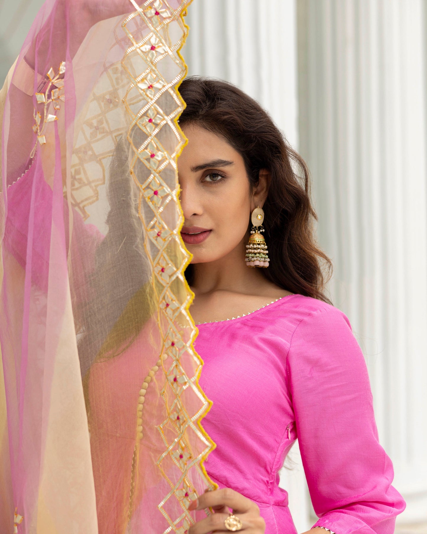 Brink Pink Tie and Dye Sharara Set