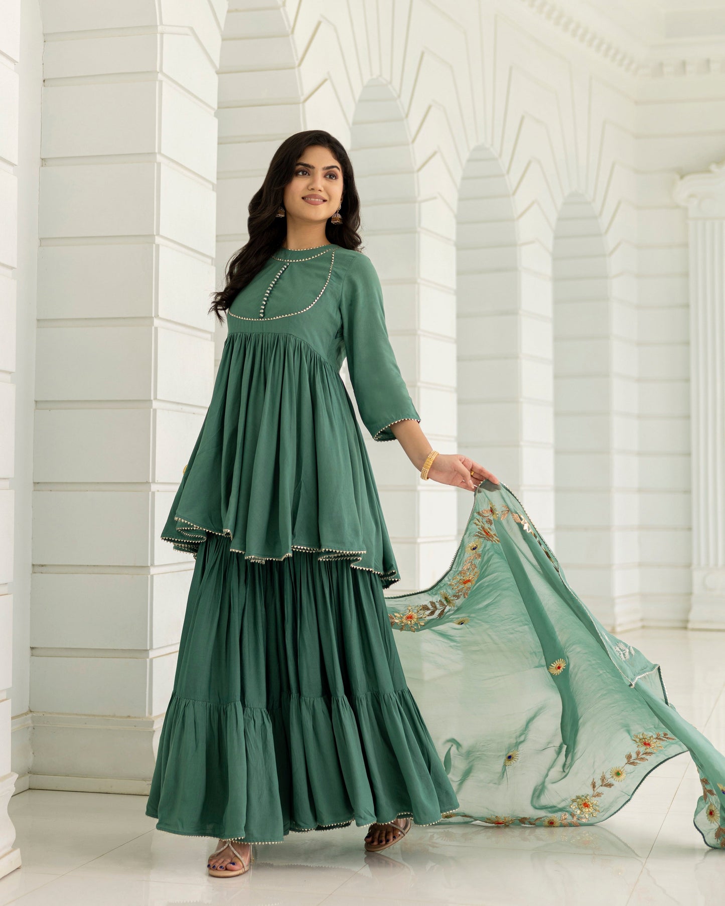 TEAL GREEN GOTAPATTI SHARARA SET