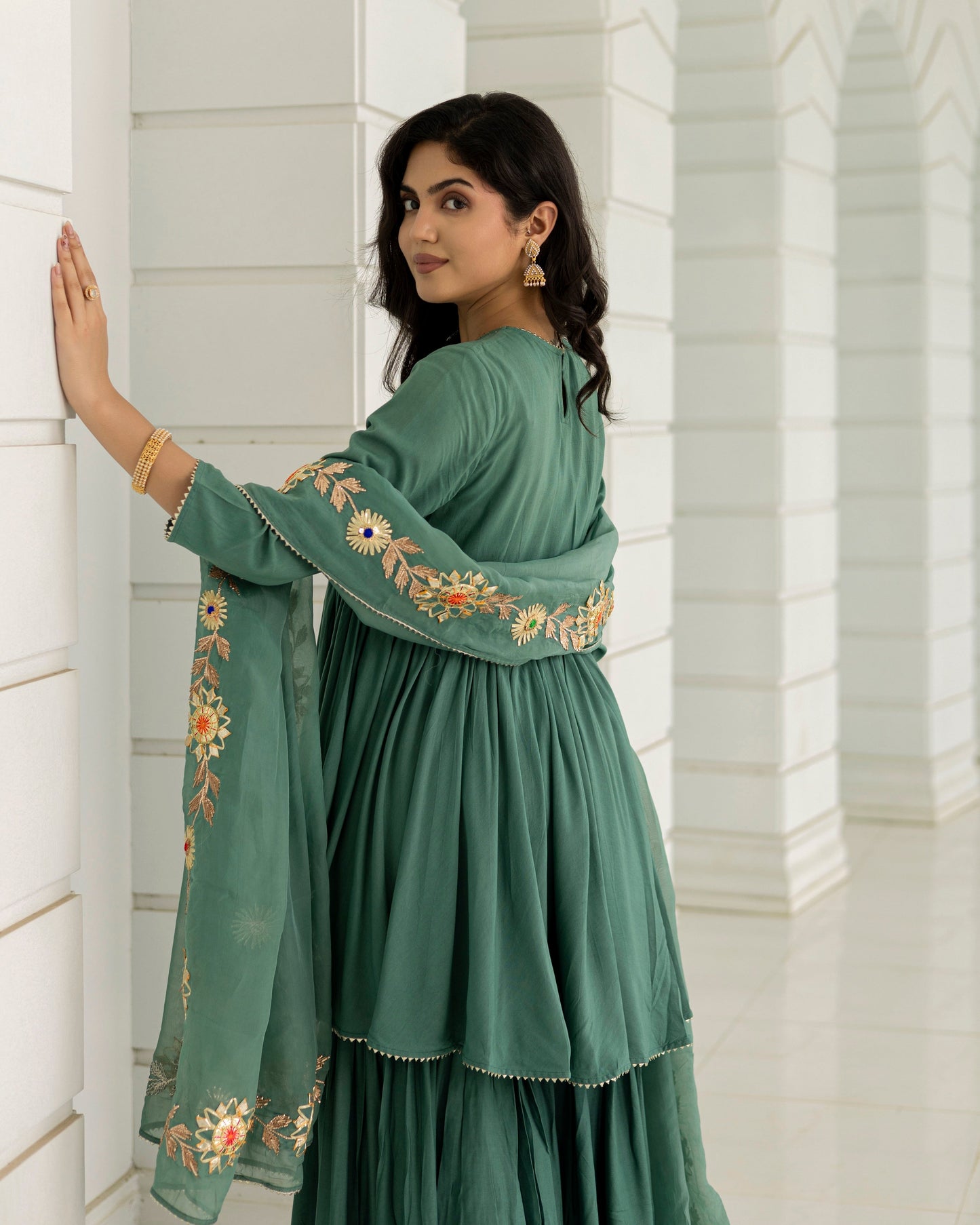 TEAL GREEN GOTAPATTI SHARARA SET