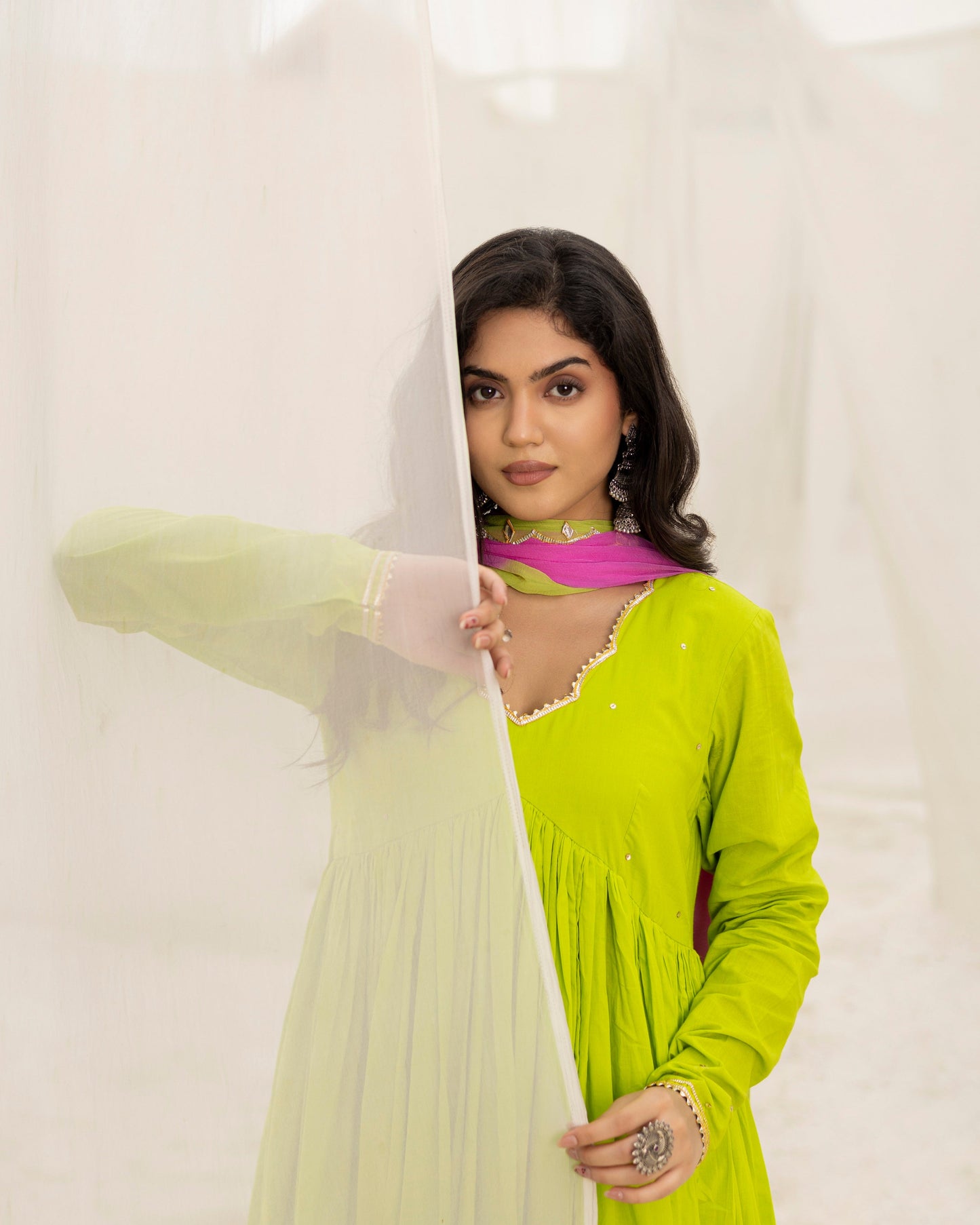 Neon Green Gotapatti Suit Set