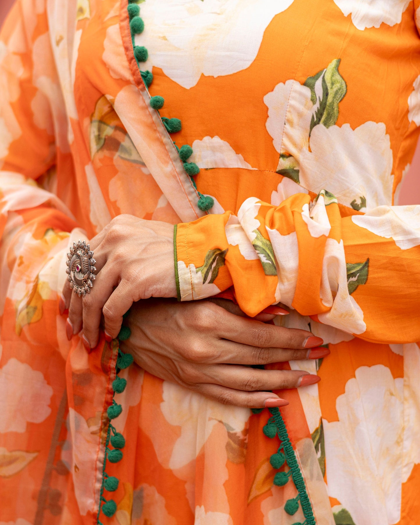 Orange digital printed suit set