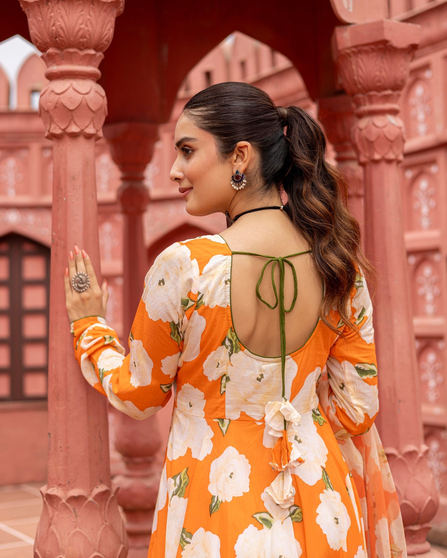 Orange digital printed suit set