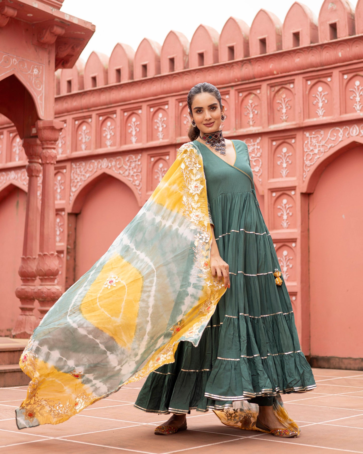 Aqua Lake Anarkali Suit Set