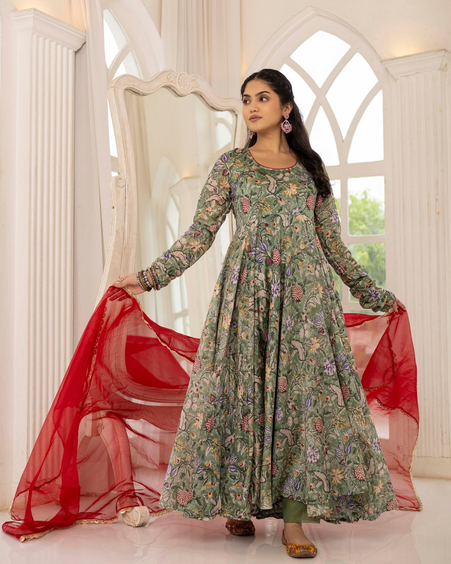 Island Splash Green chanderi suit set
