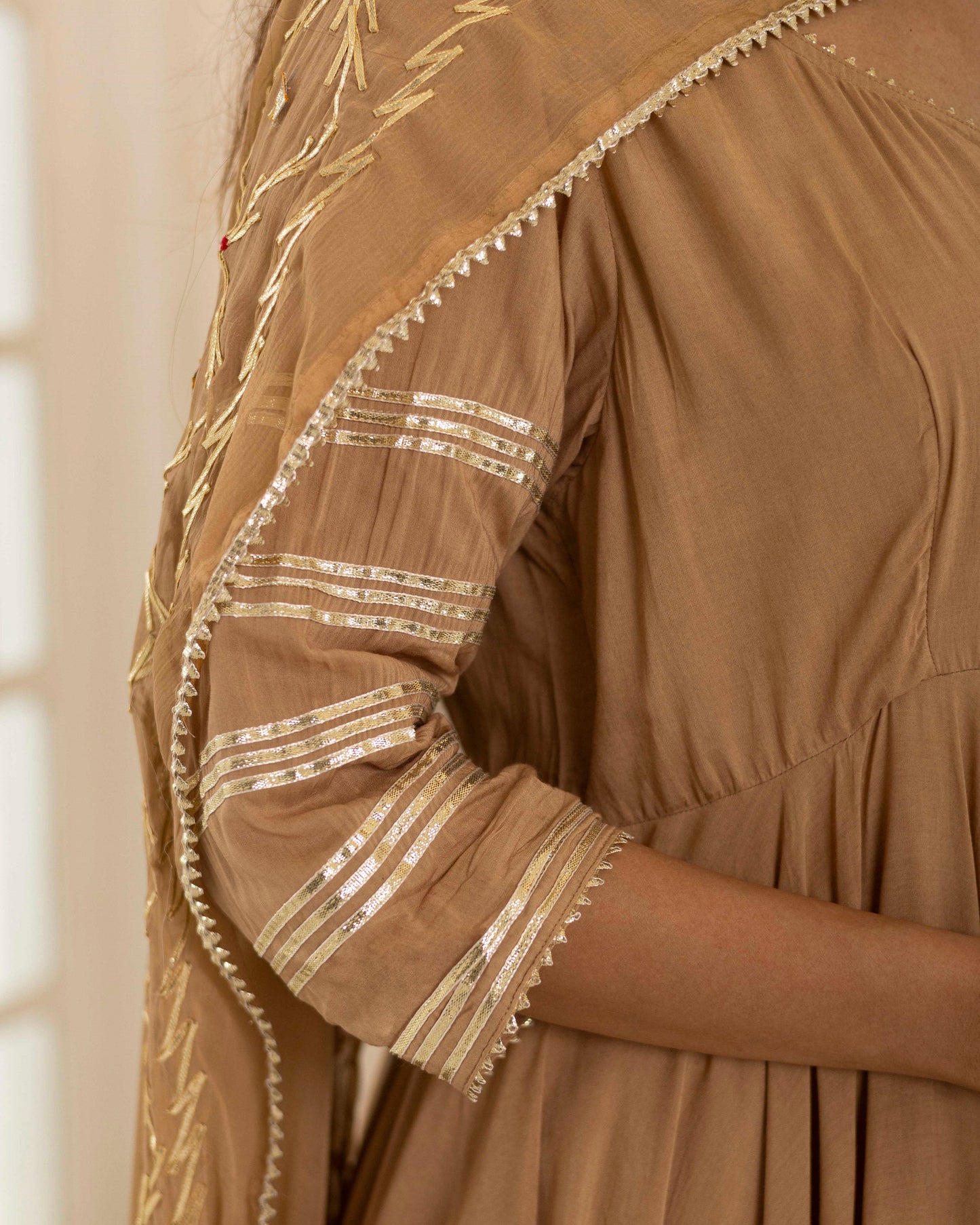 Beige Gotta Patti Sharara set