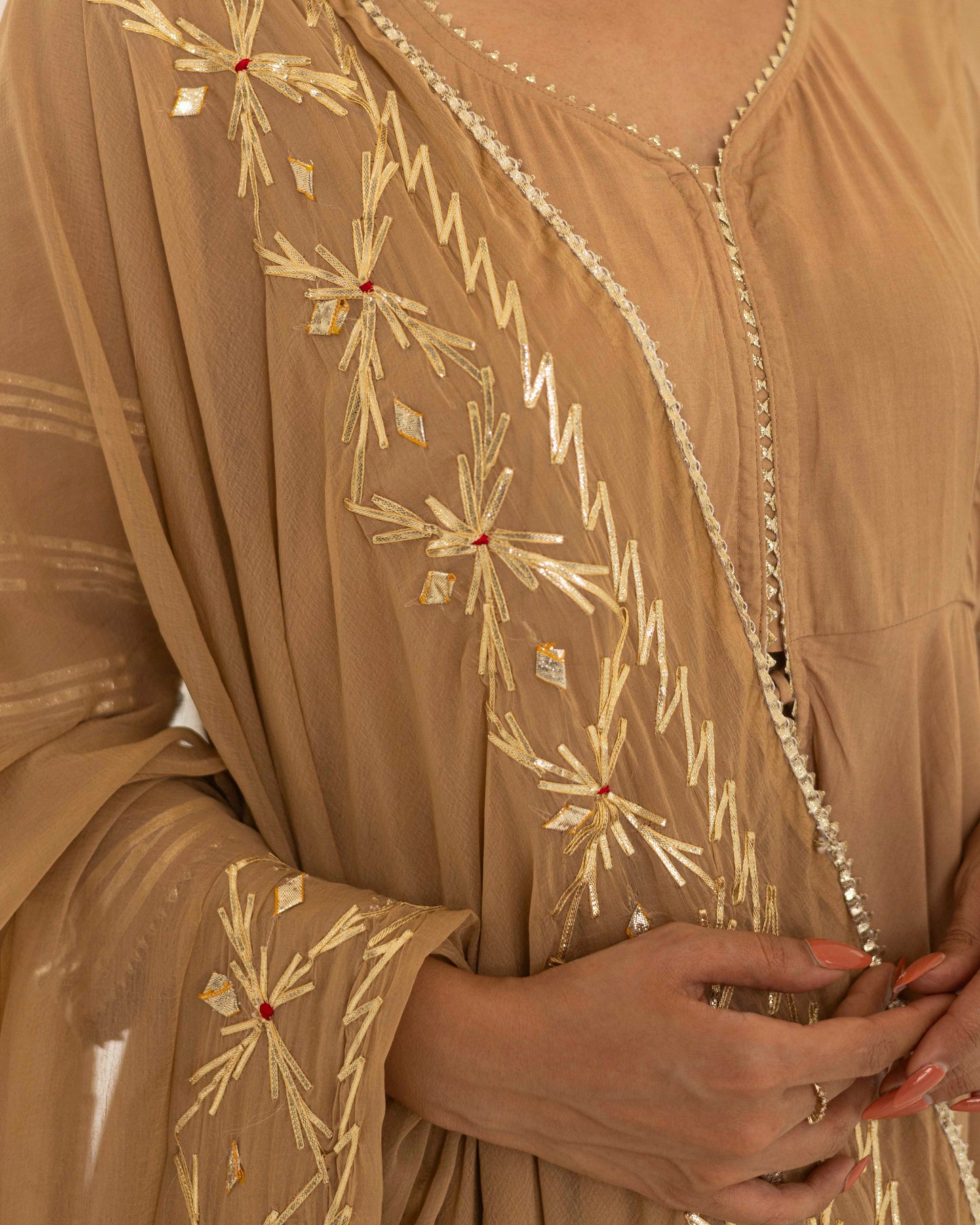 Beige Gotta Patti Sharara set