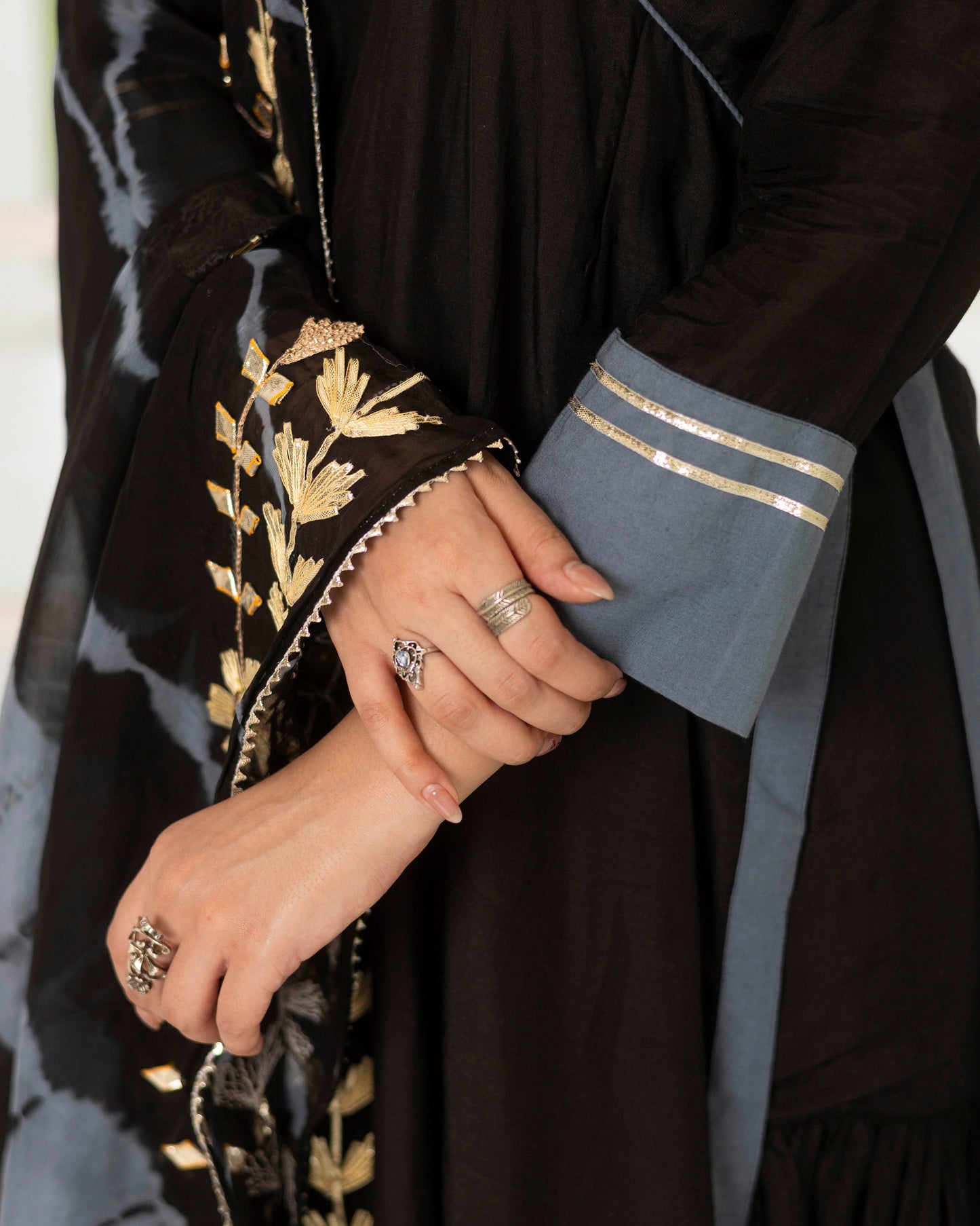 Black & iron gray sharara set