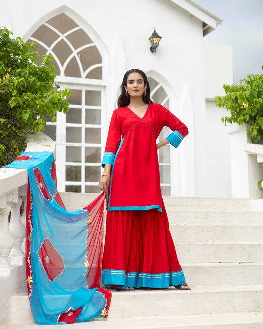 Brick Red & blue Sharara set