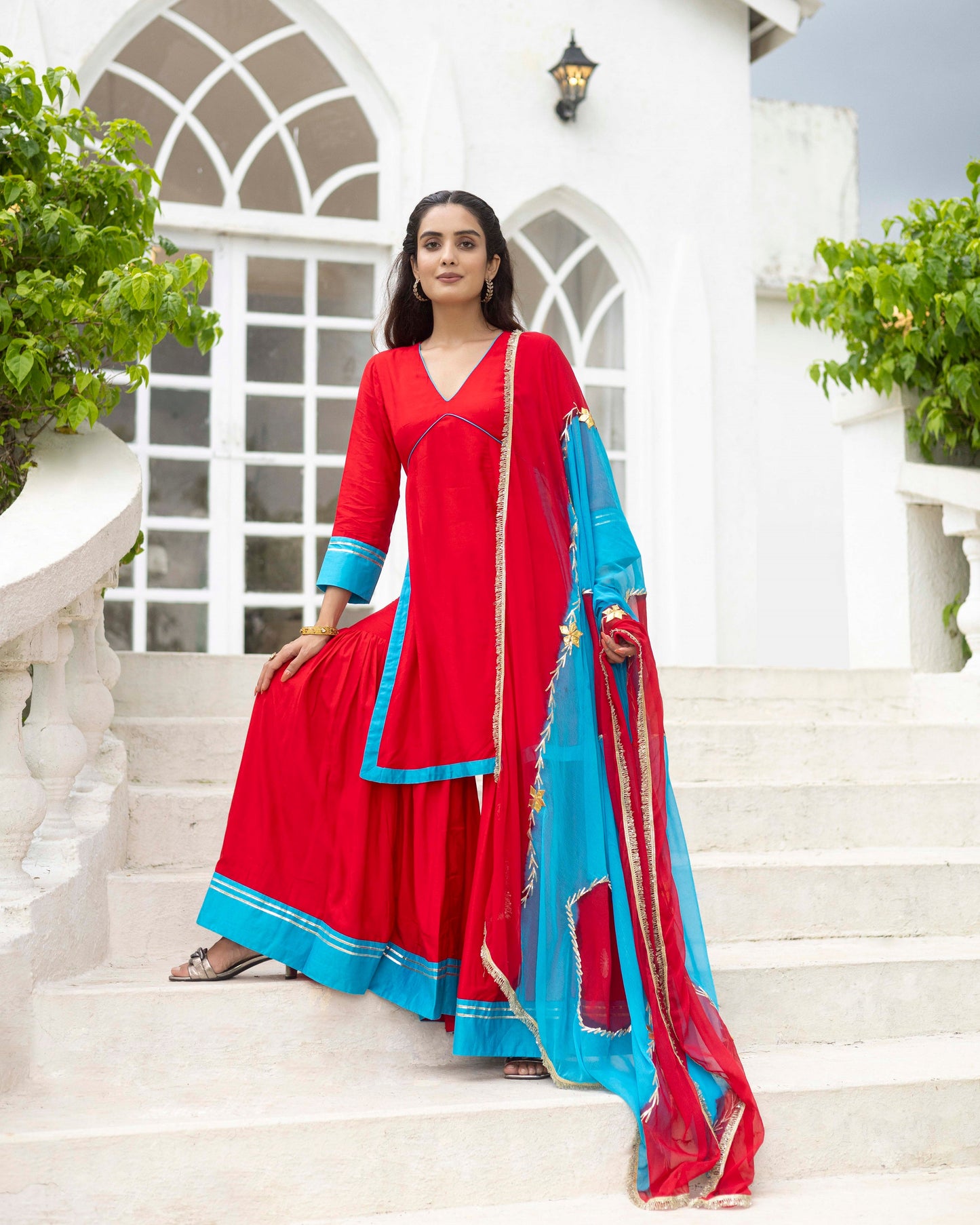 Brick Red & blue Sharara set