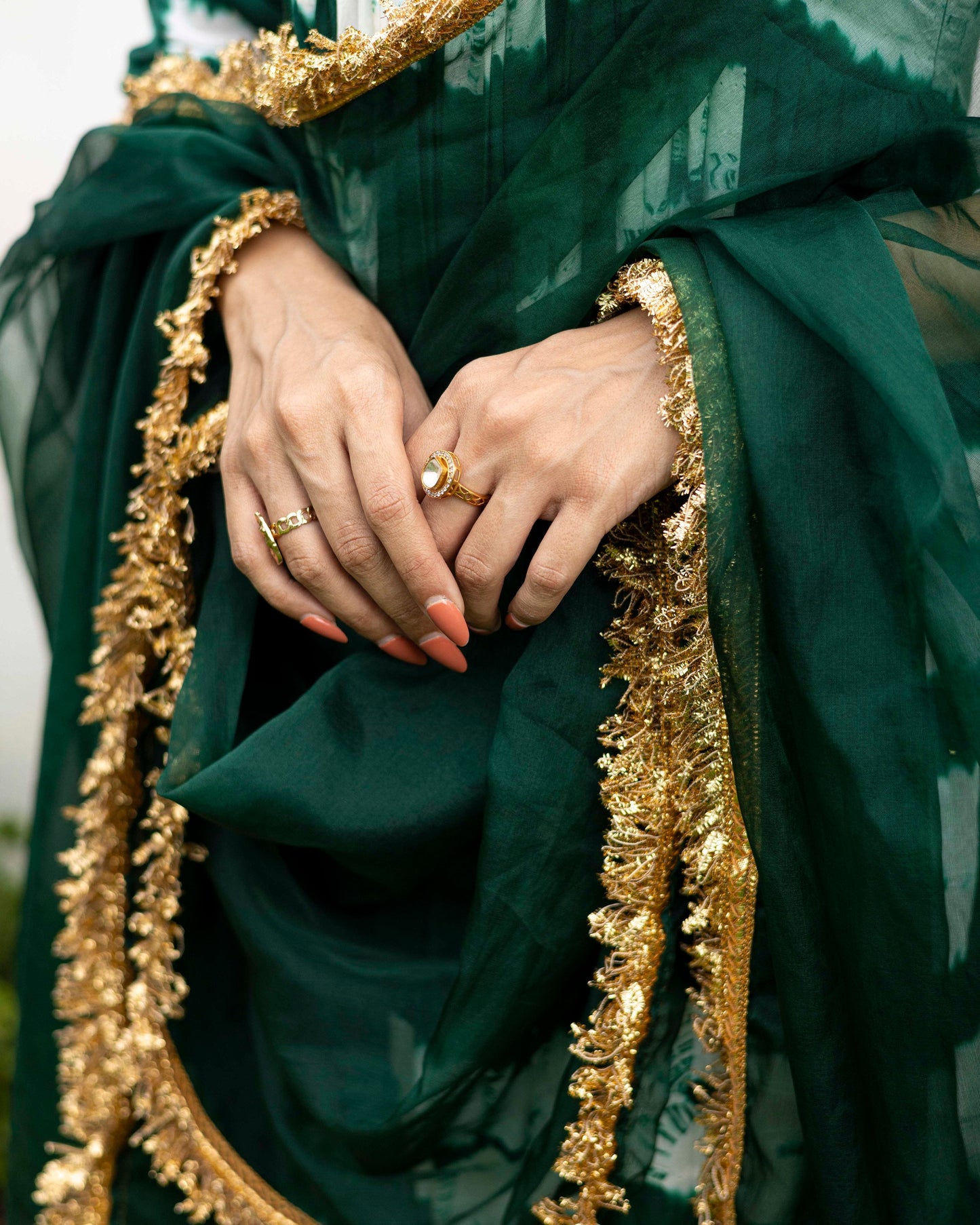 Dark Green Shibori Suit Set