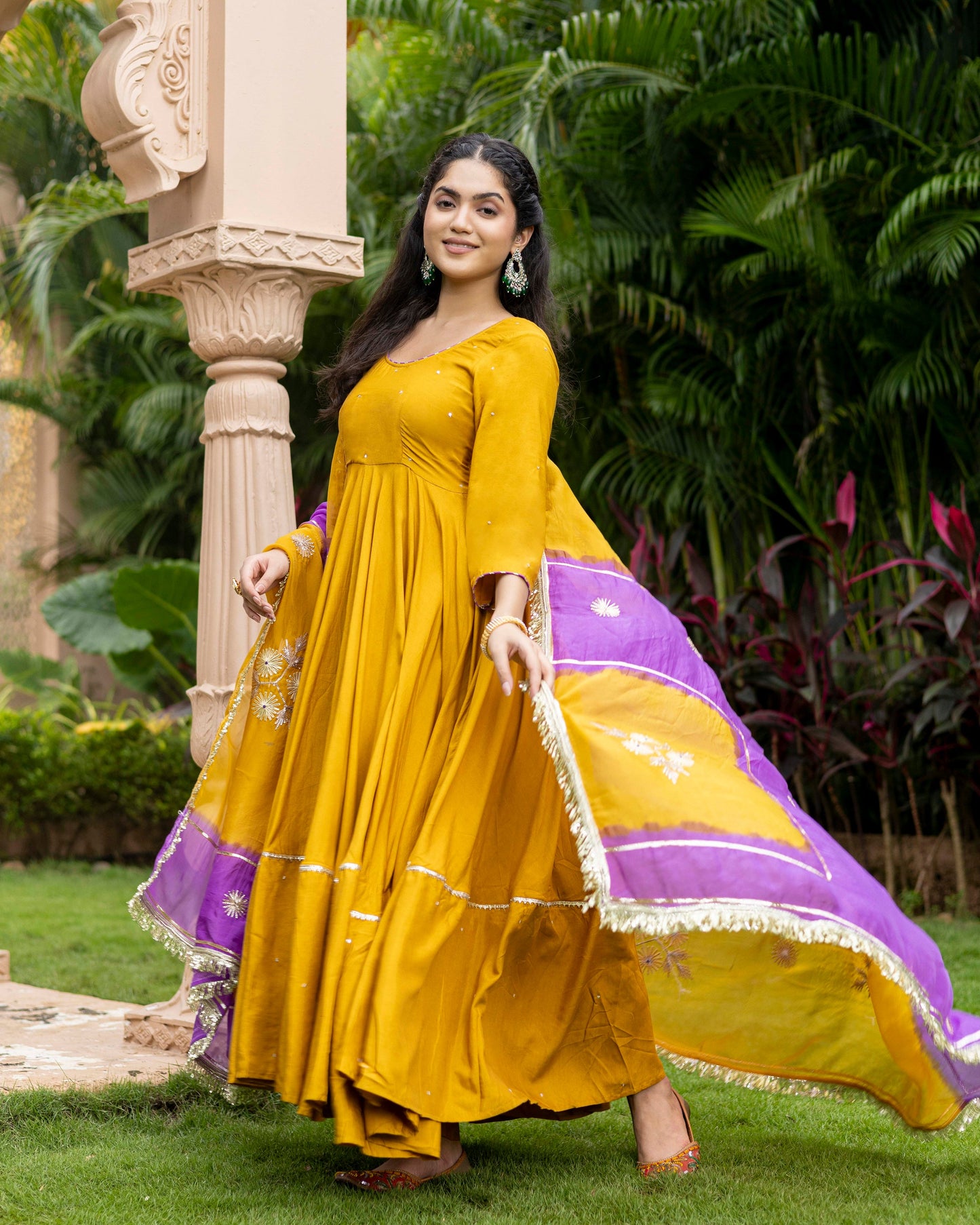 Mustard Anarkali Suit Set