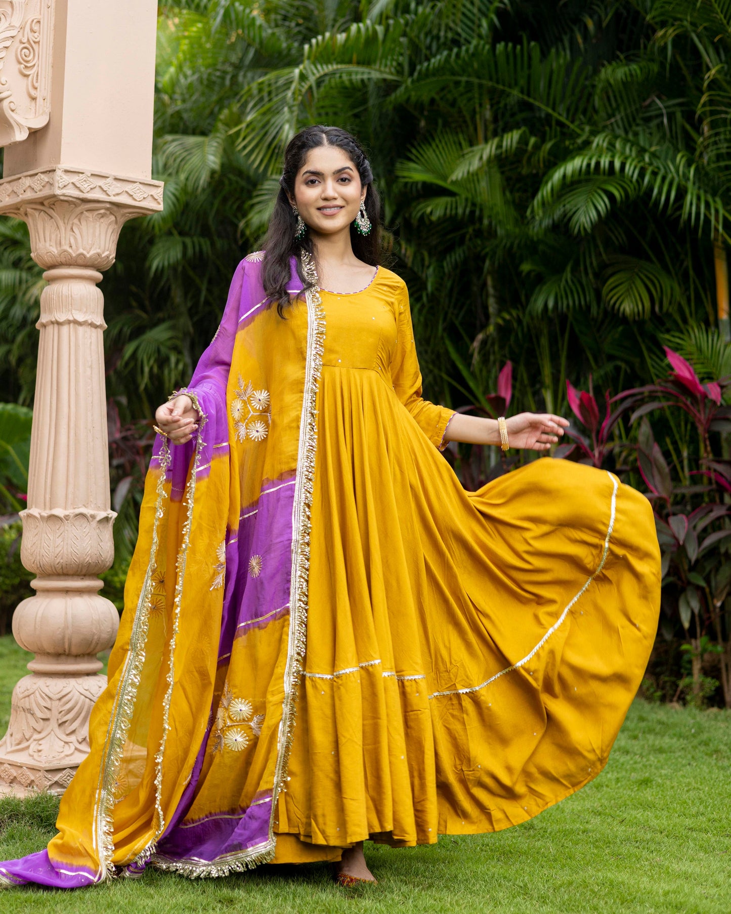 Mustard Anarkali Suit Set