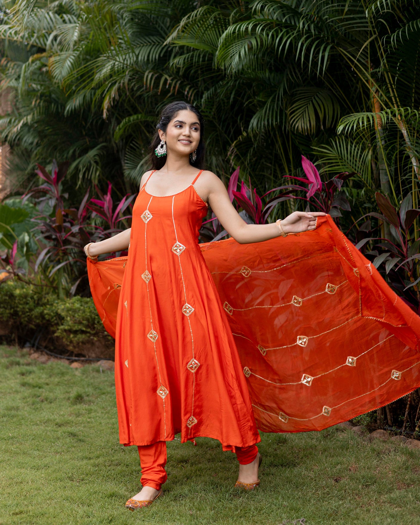 Orange Gotta Patti Suit Set