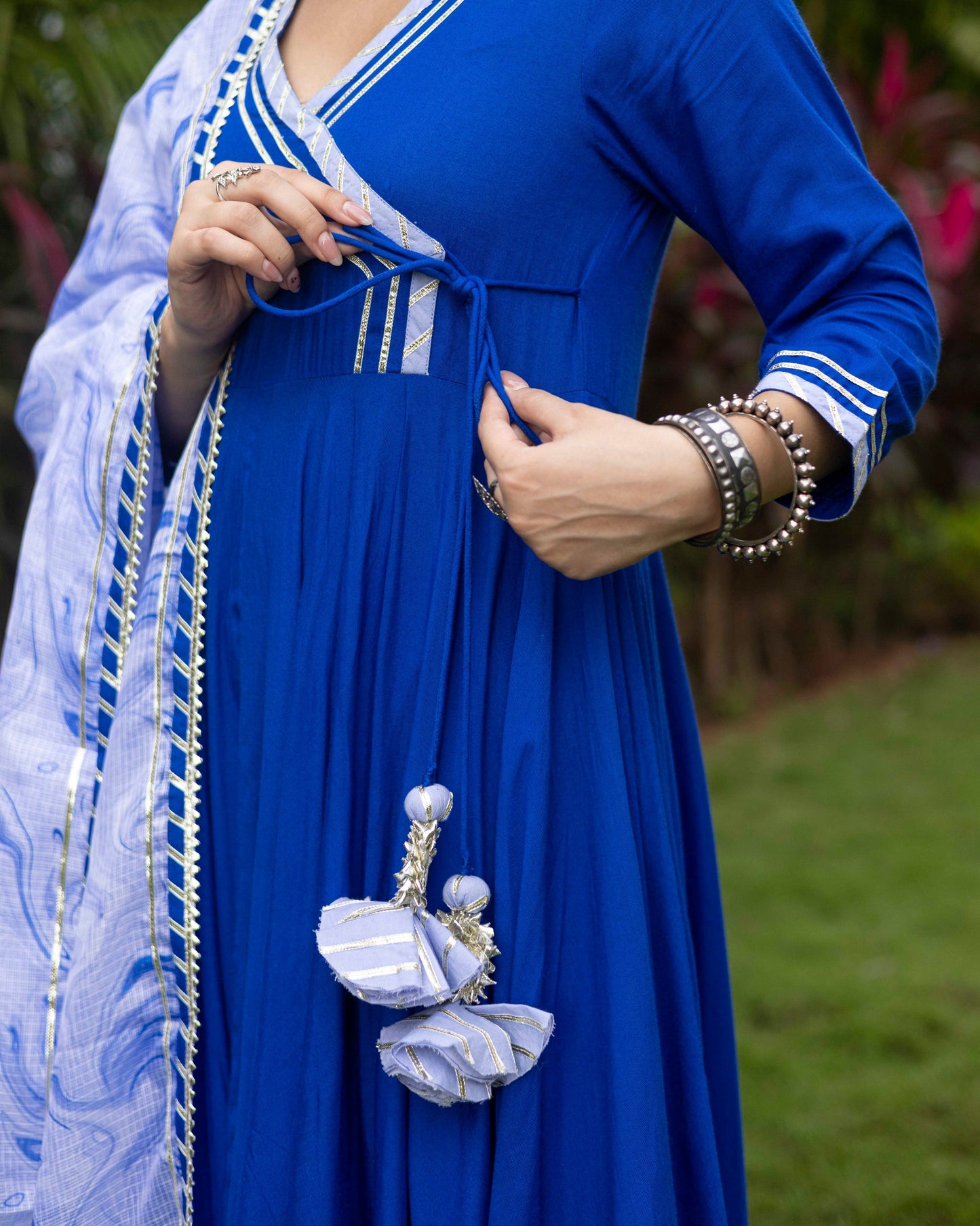 Queen Royal Blue Anarkali Suit Set