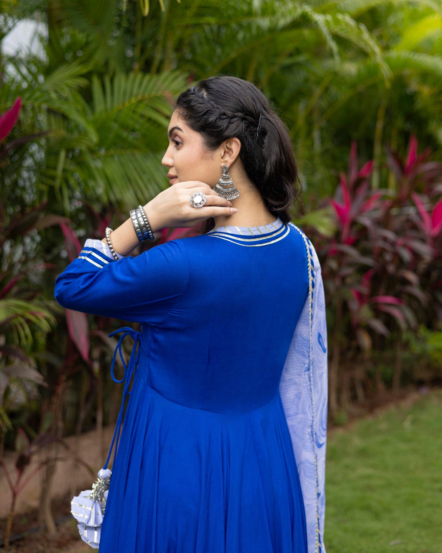 Queen Royal Blue Anarkali Suit Set