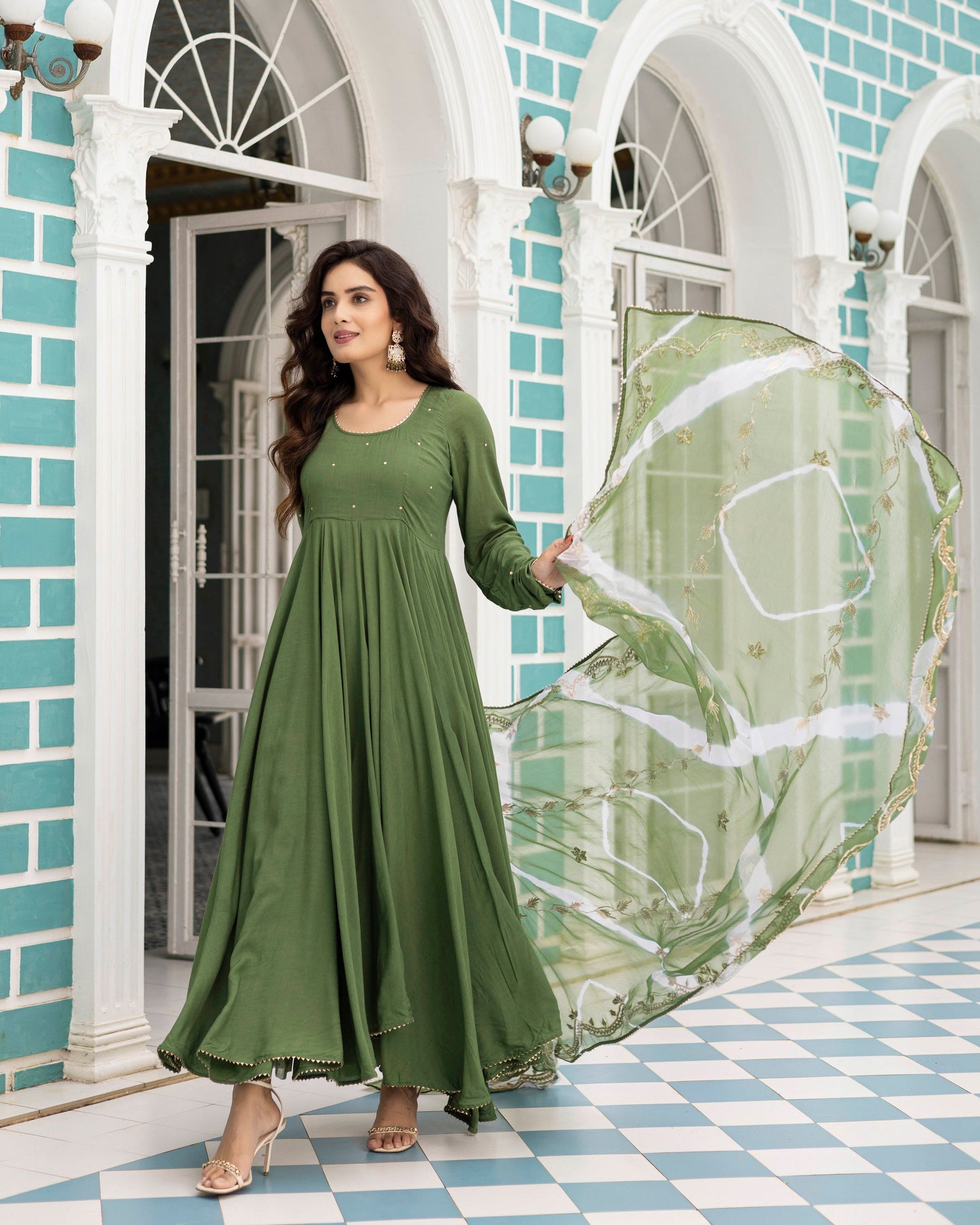 Cadmium Green Anarkali Suit Set