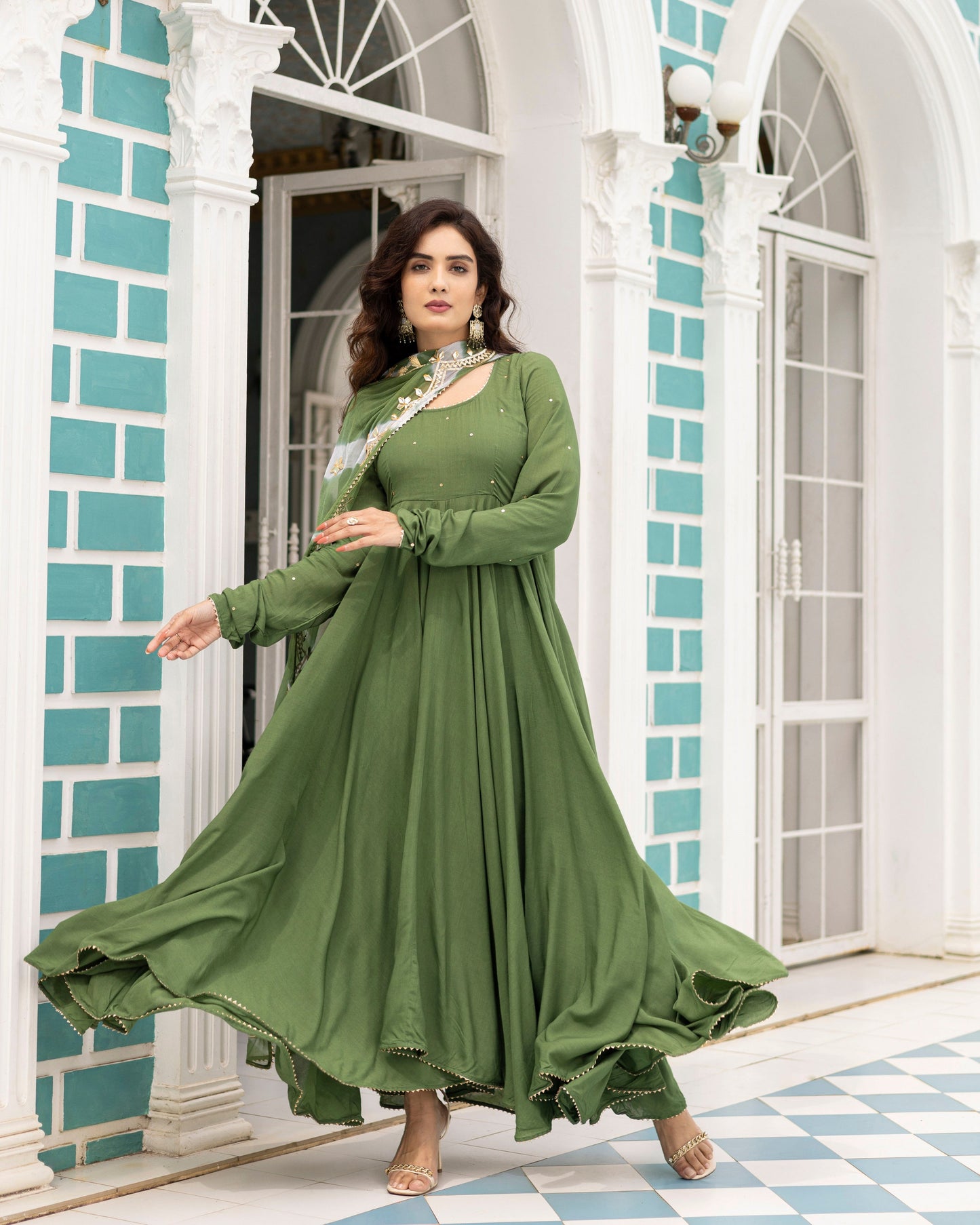 Cadmium Green Anarkali Suit Set