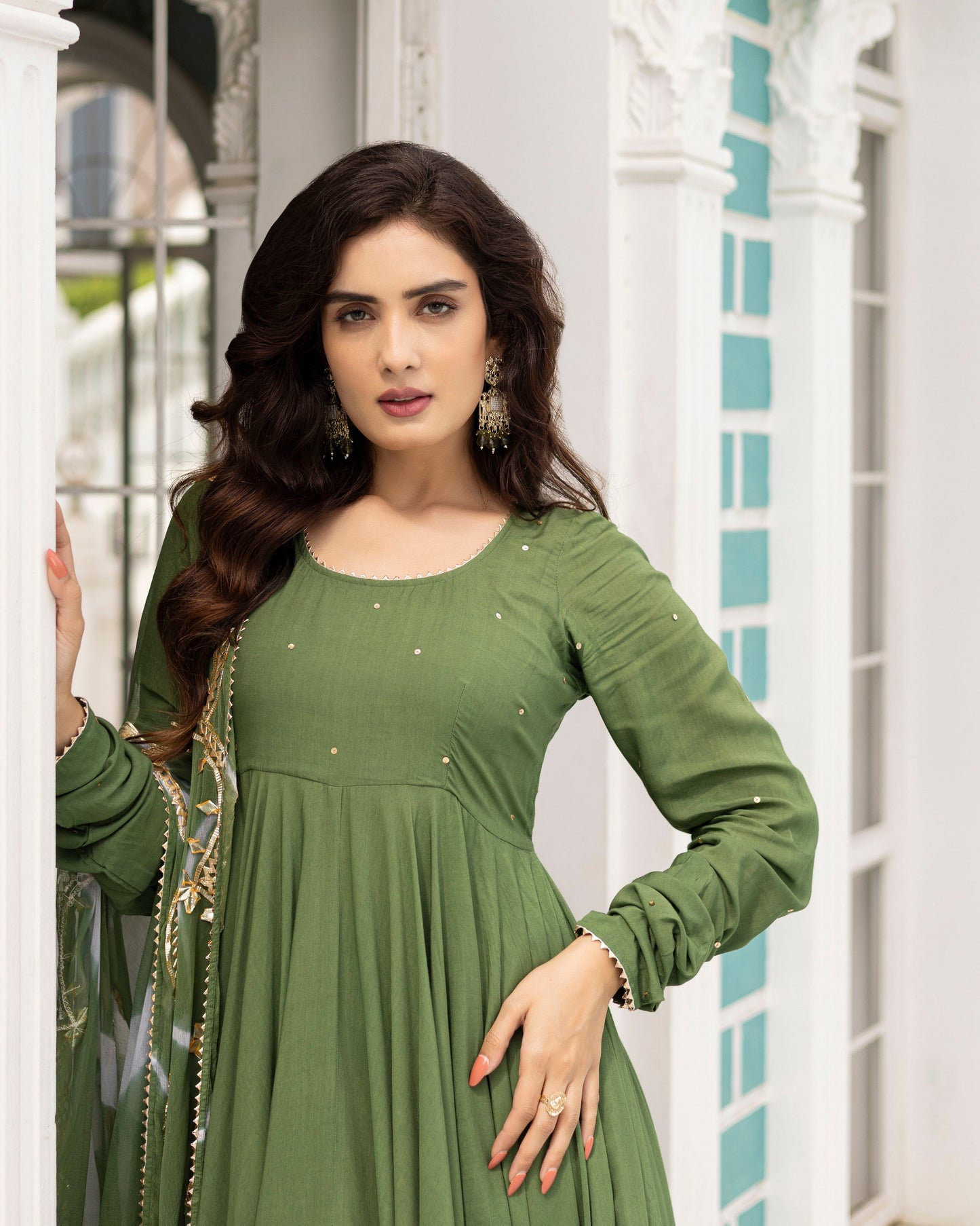 Cadmium Green Anarkali Suit Set