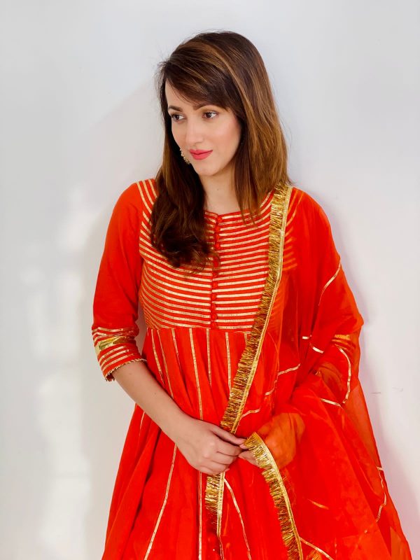 Squash Orange Gota Suit Set