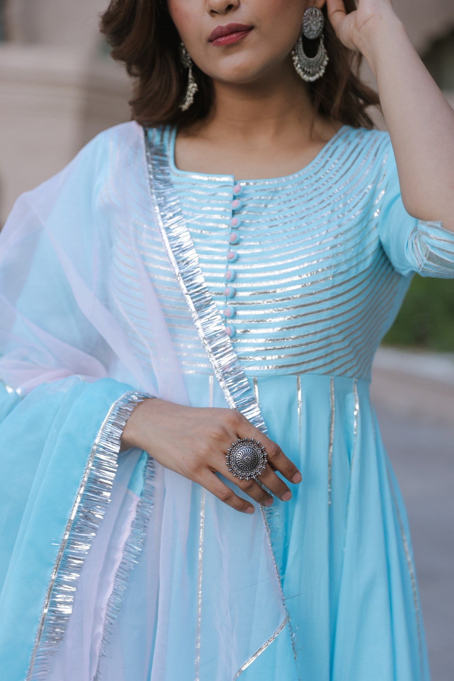 French Blue Gota Suit Set