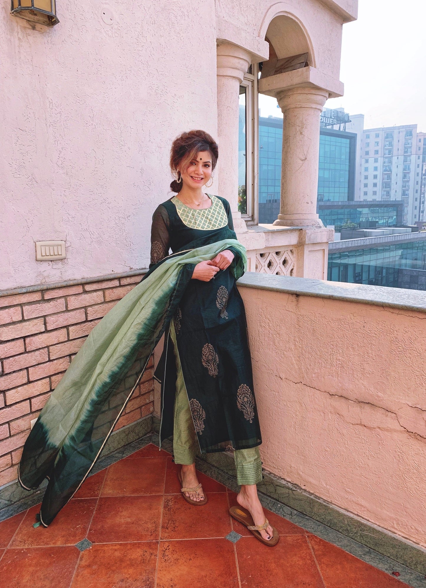 Emerald Green Block Printed Set