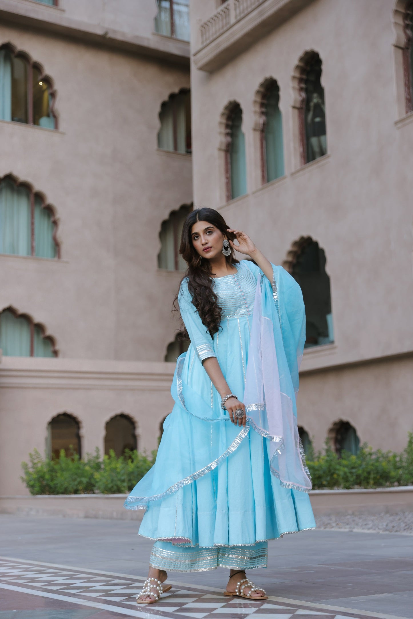 French Blue Gota Suit Set