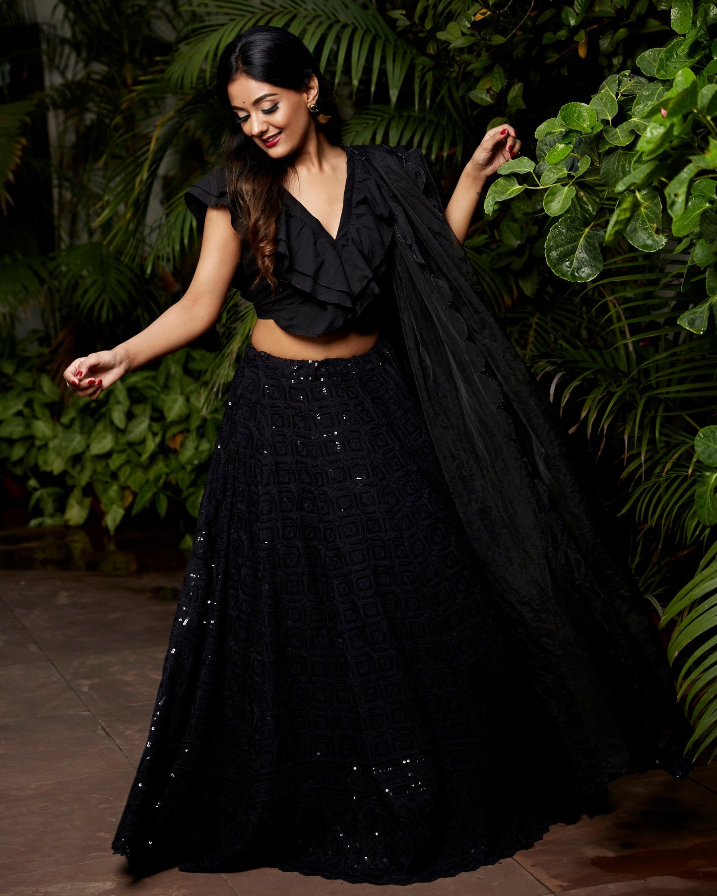 Black Sequence Lehenga