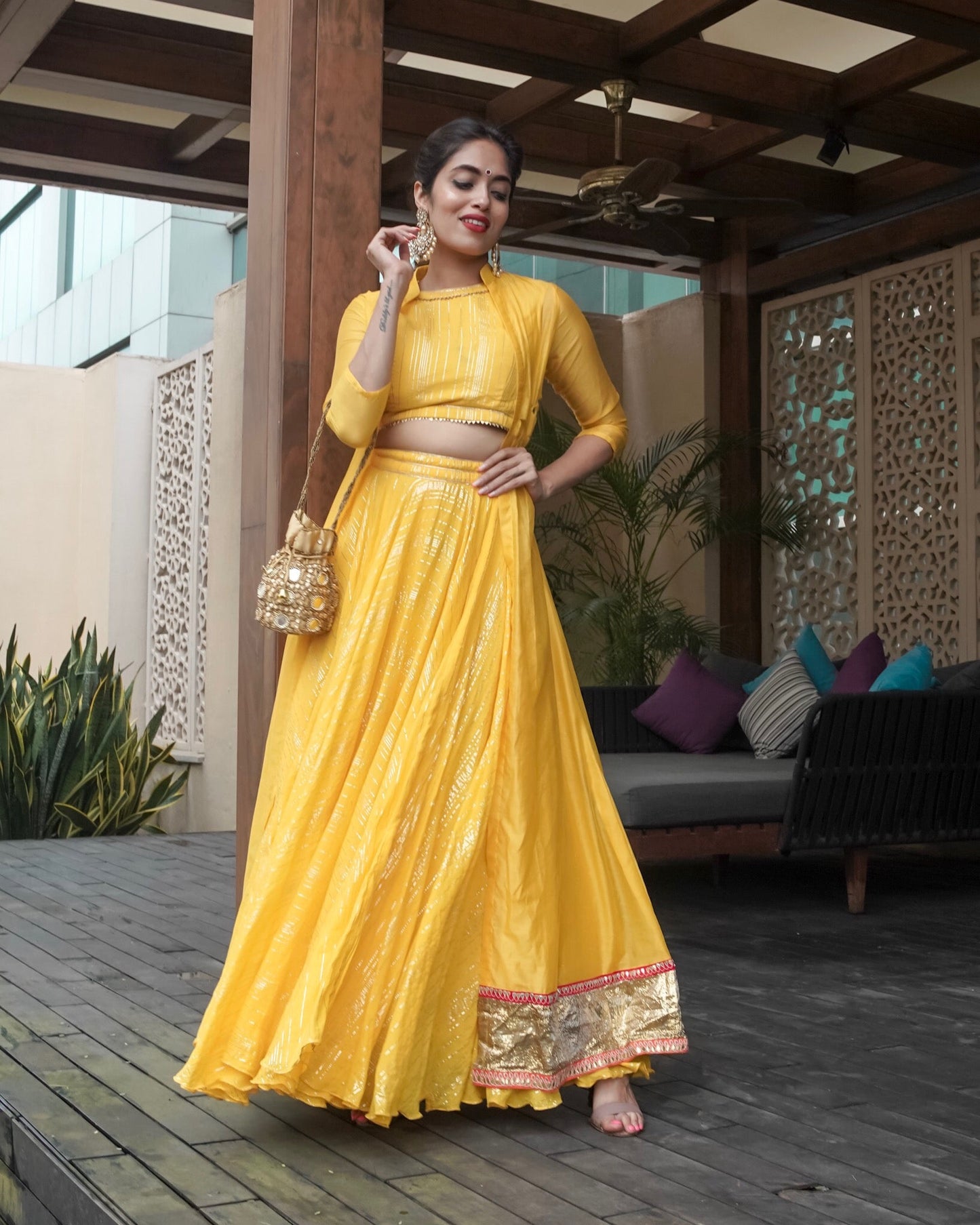 Turmeric yellow lehenga with Jacket