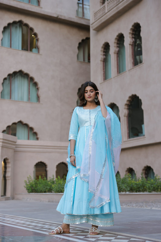 French Blue Gota Suit Set