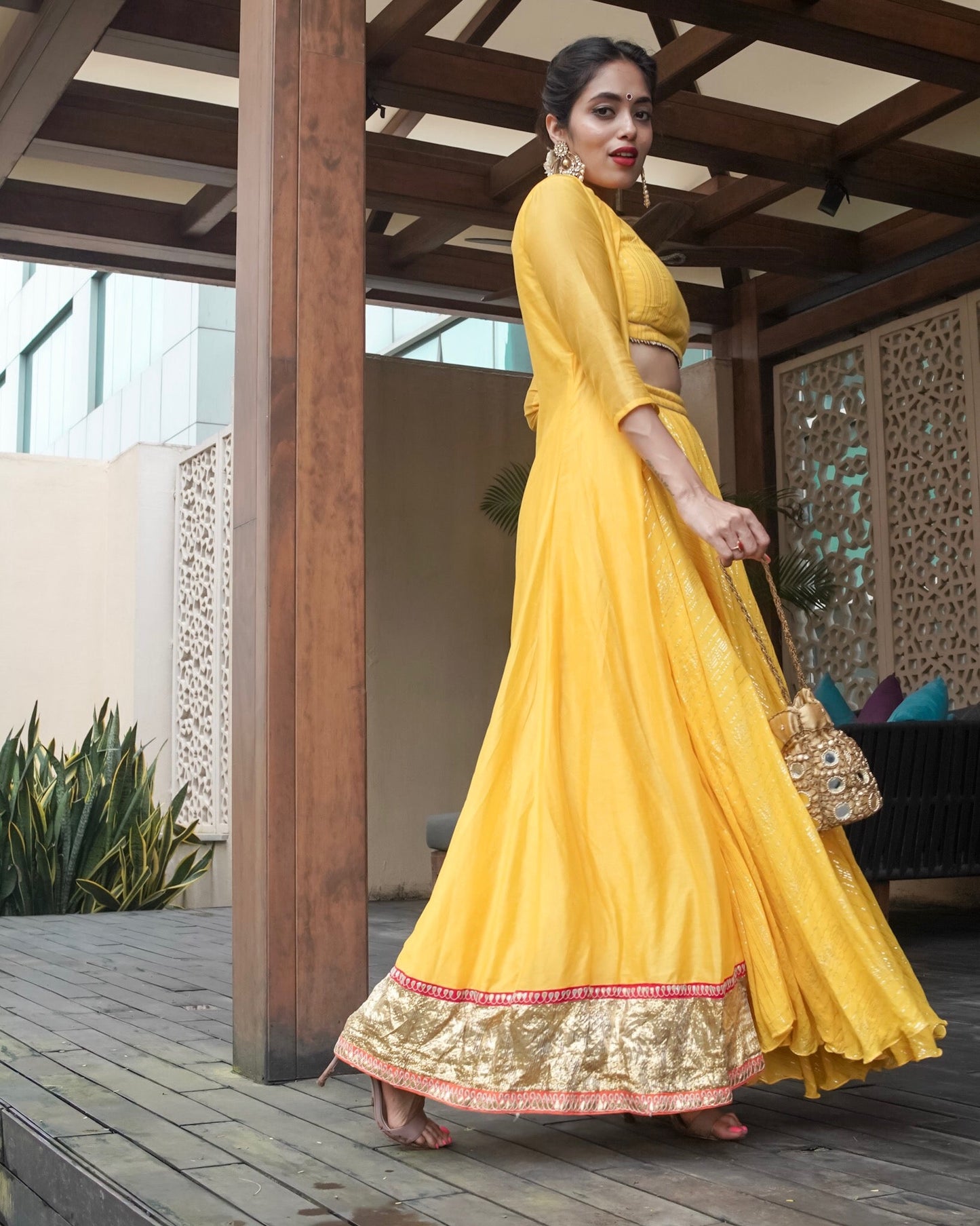Turmeric yellow lehenga with Jacket