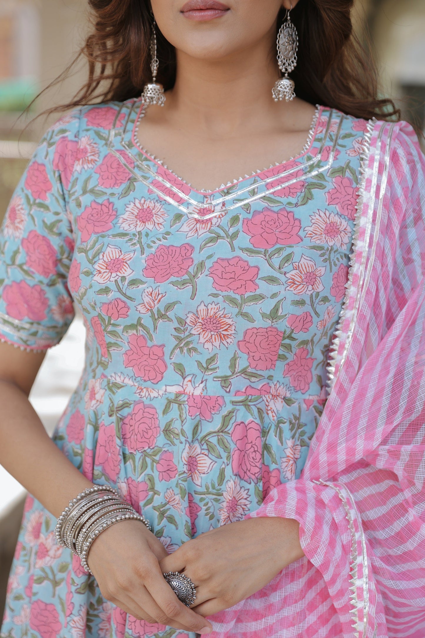 Artic Blue Gota Leheriya Suit Set
