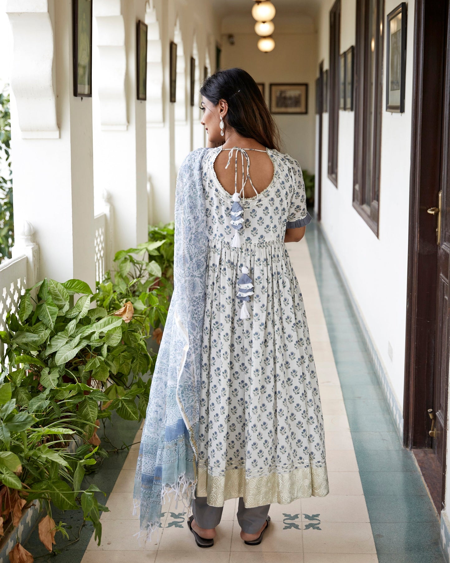 White Gray Guljar Suit Set