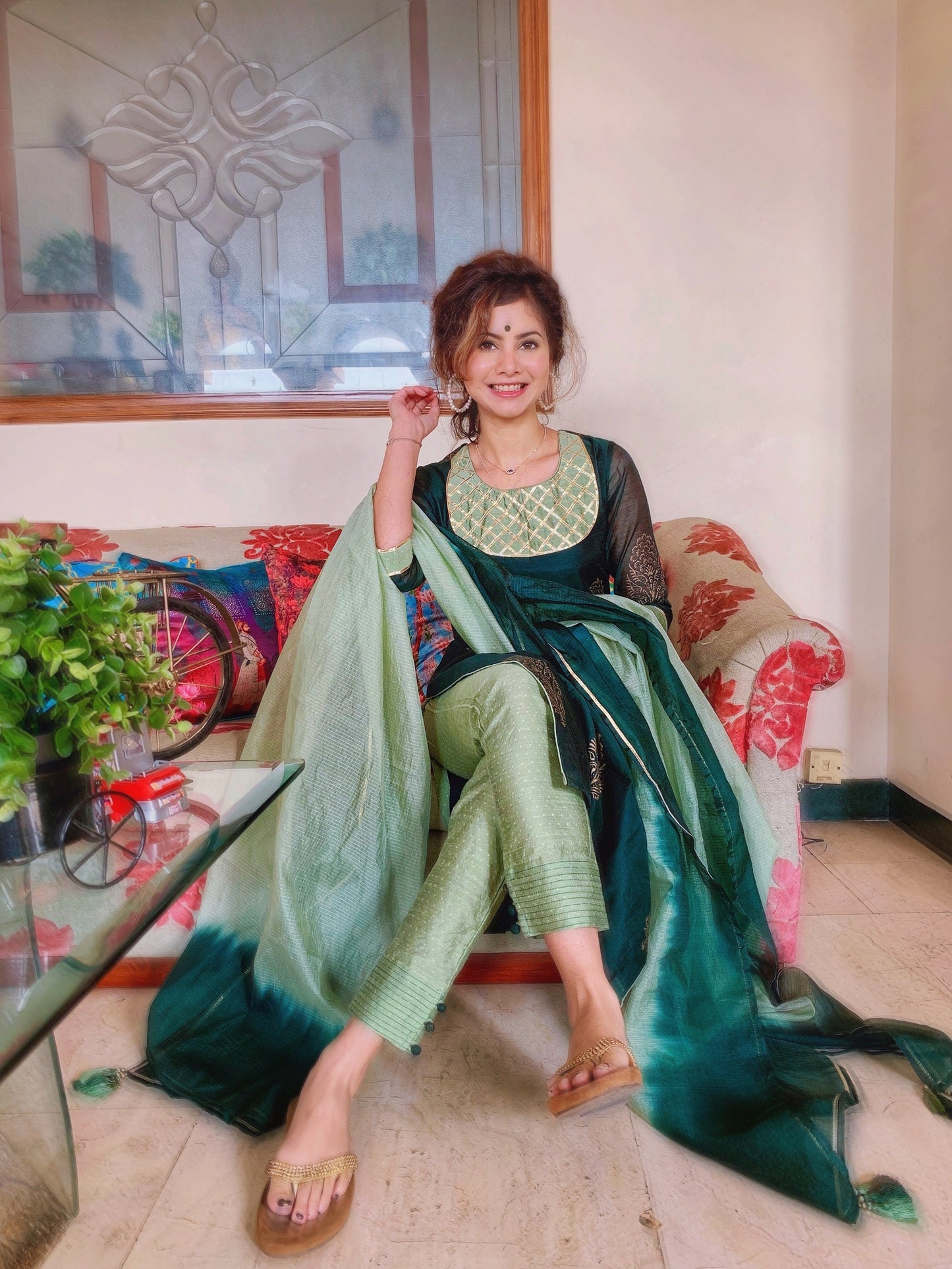 Emerald Green Block Printed Set