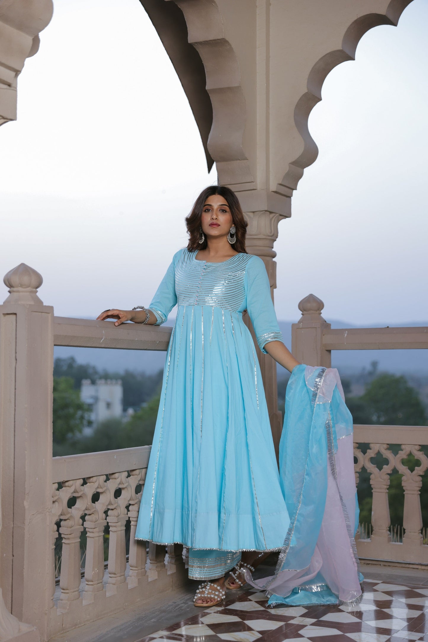French Blue Gota Suit Set
