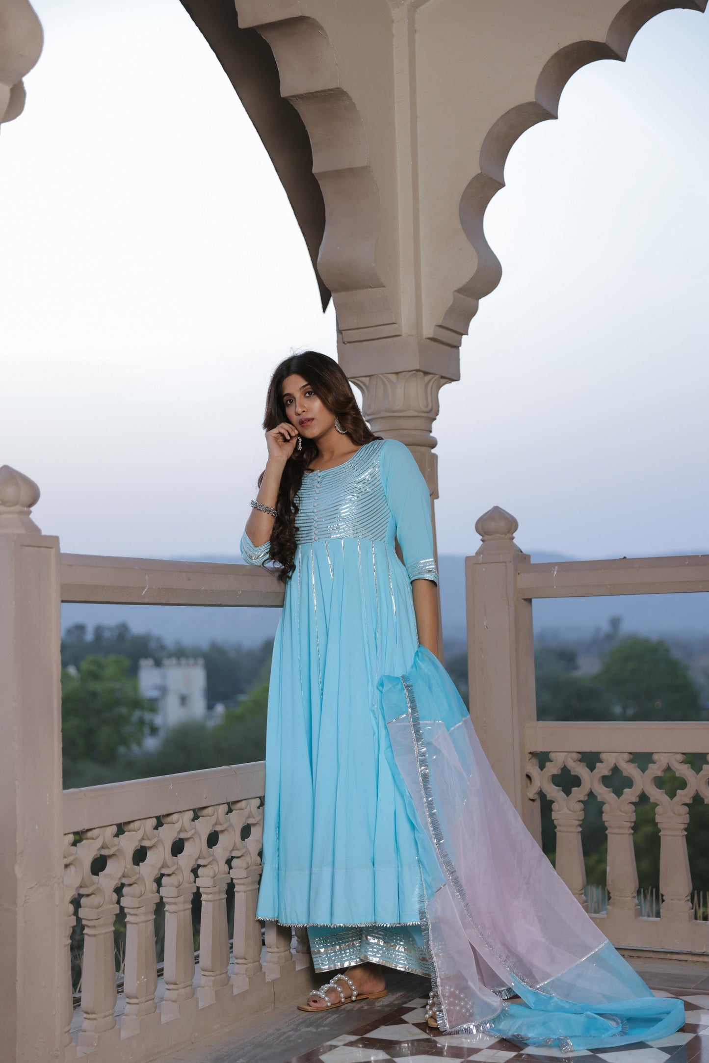 French Blue Gota Suit Set