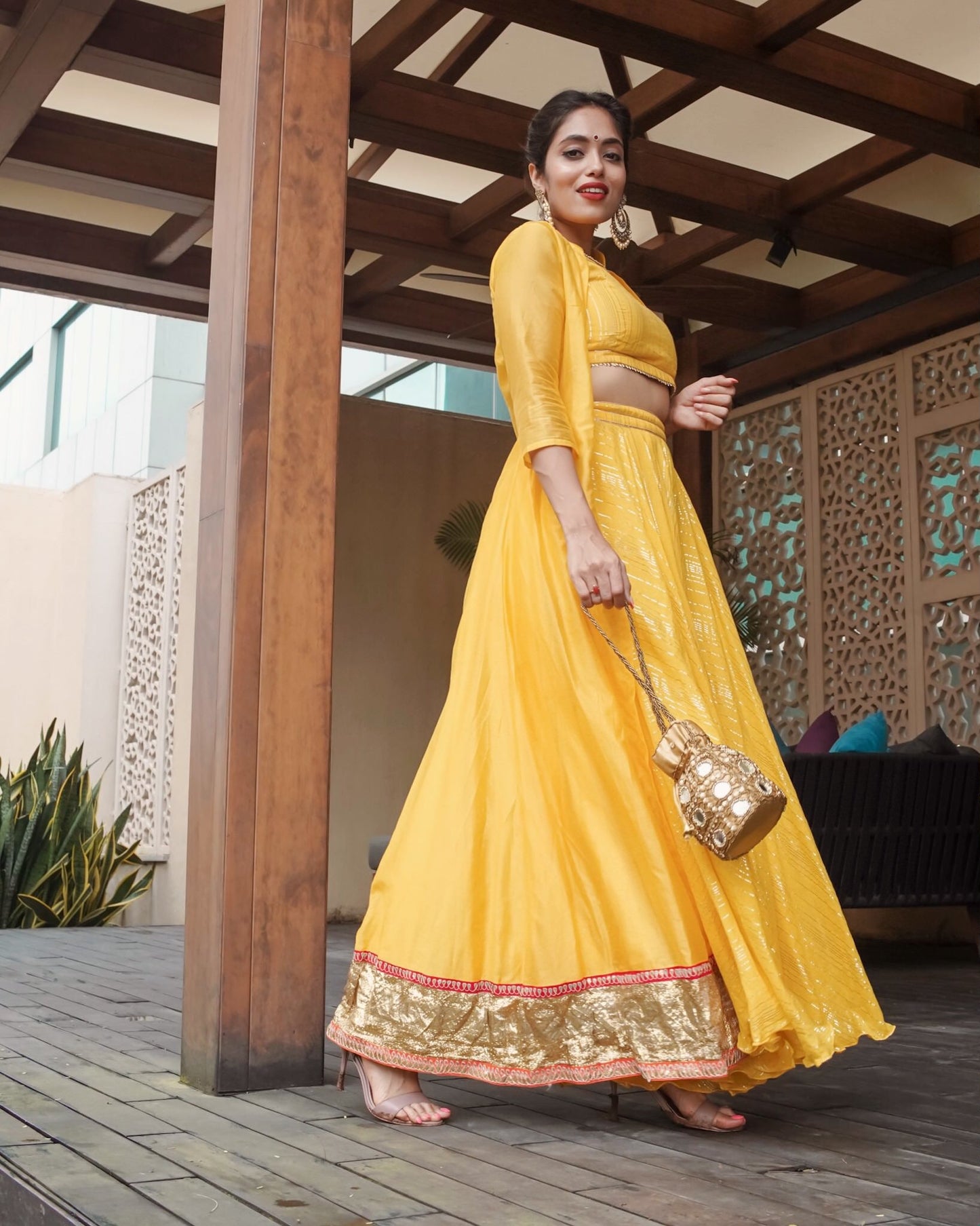 Turmeric yellow lehenga with Jacket