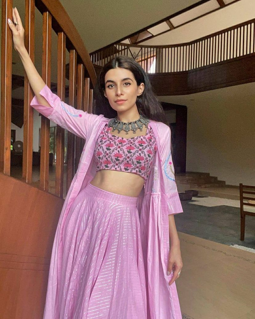 Light Pink Embroidered Jacket Lehenga Set