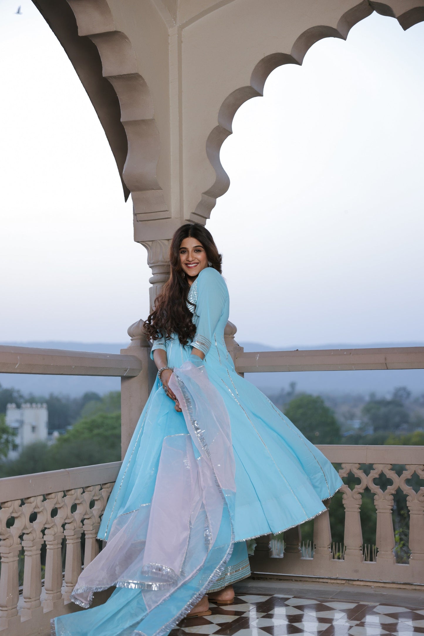French Blue Gota Suit Set