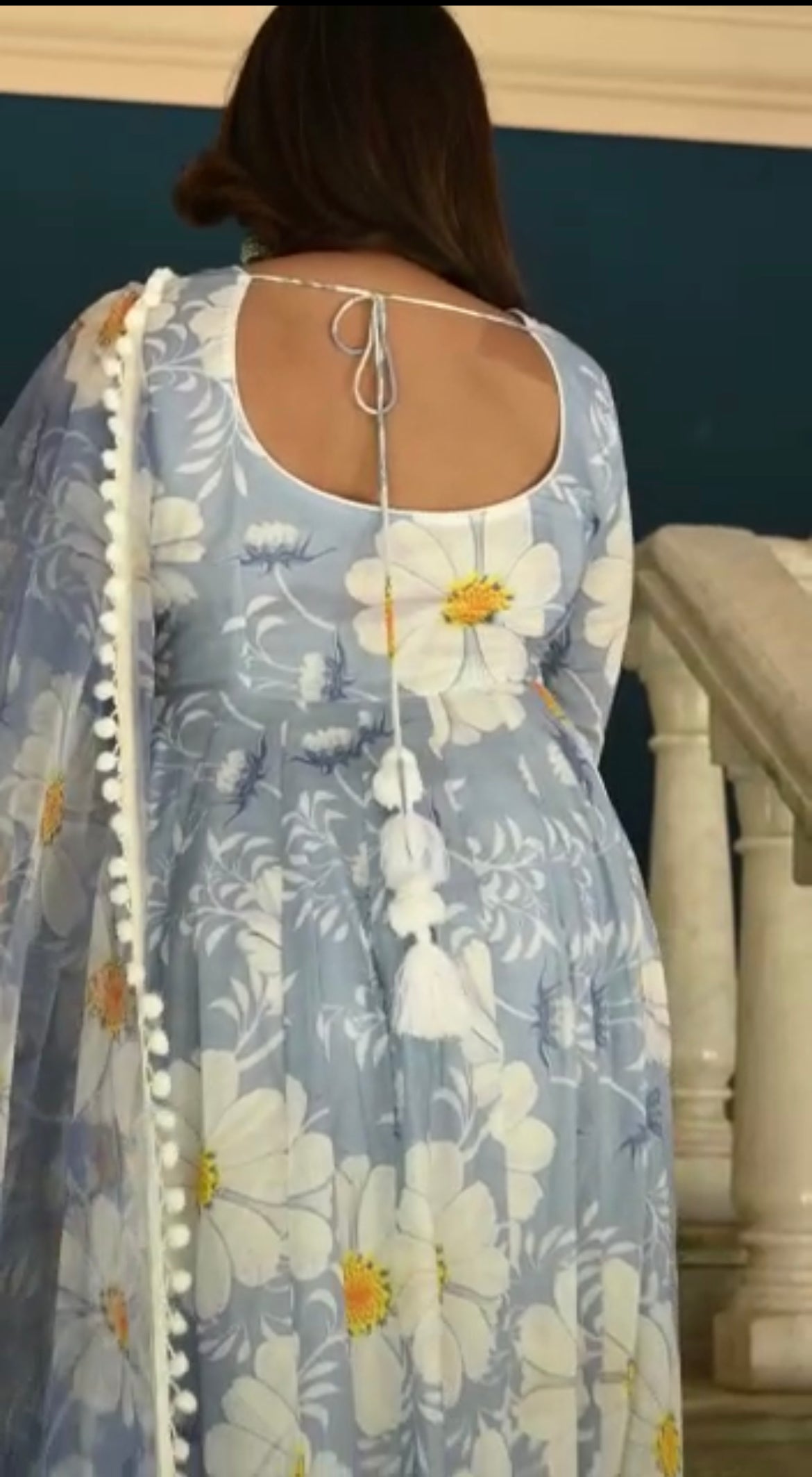 Sky Blue Floral Suit Set