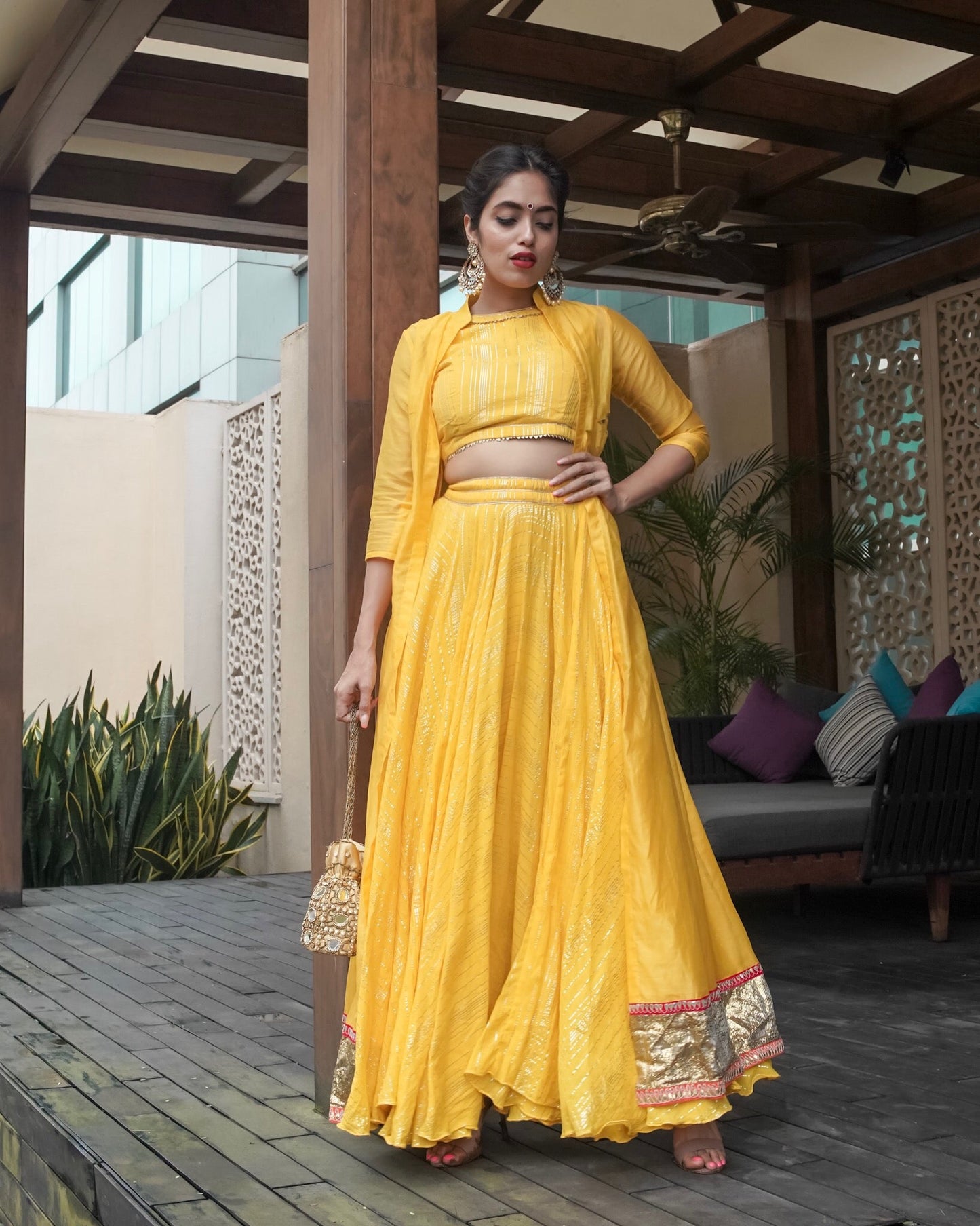 Turmeric yellow lehenga with Jacket
