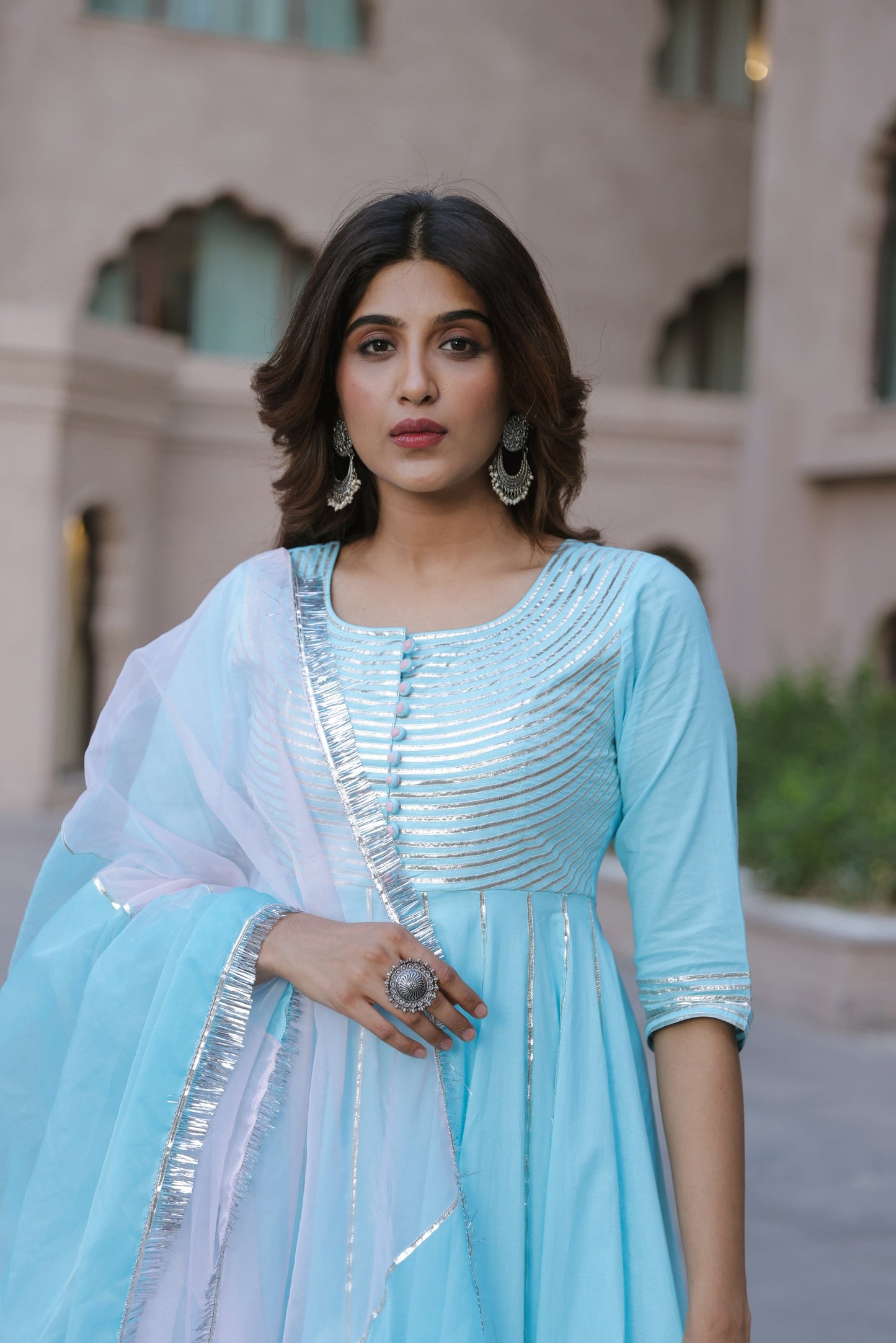 French Blue Gota Suit Set