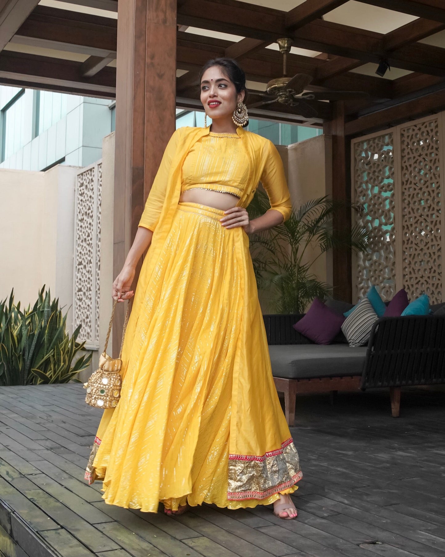 Turmeric yellow lehenga with Jacket