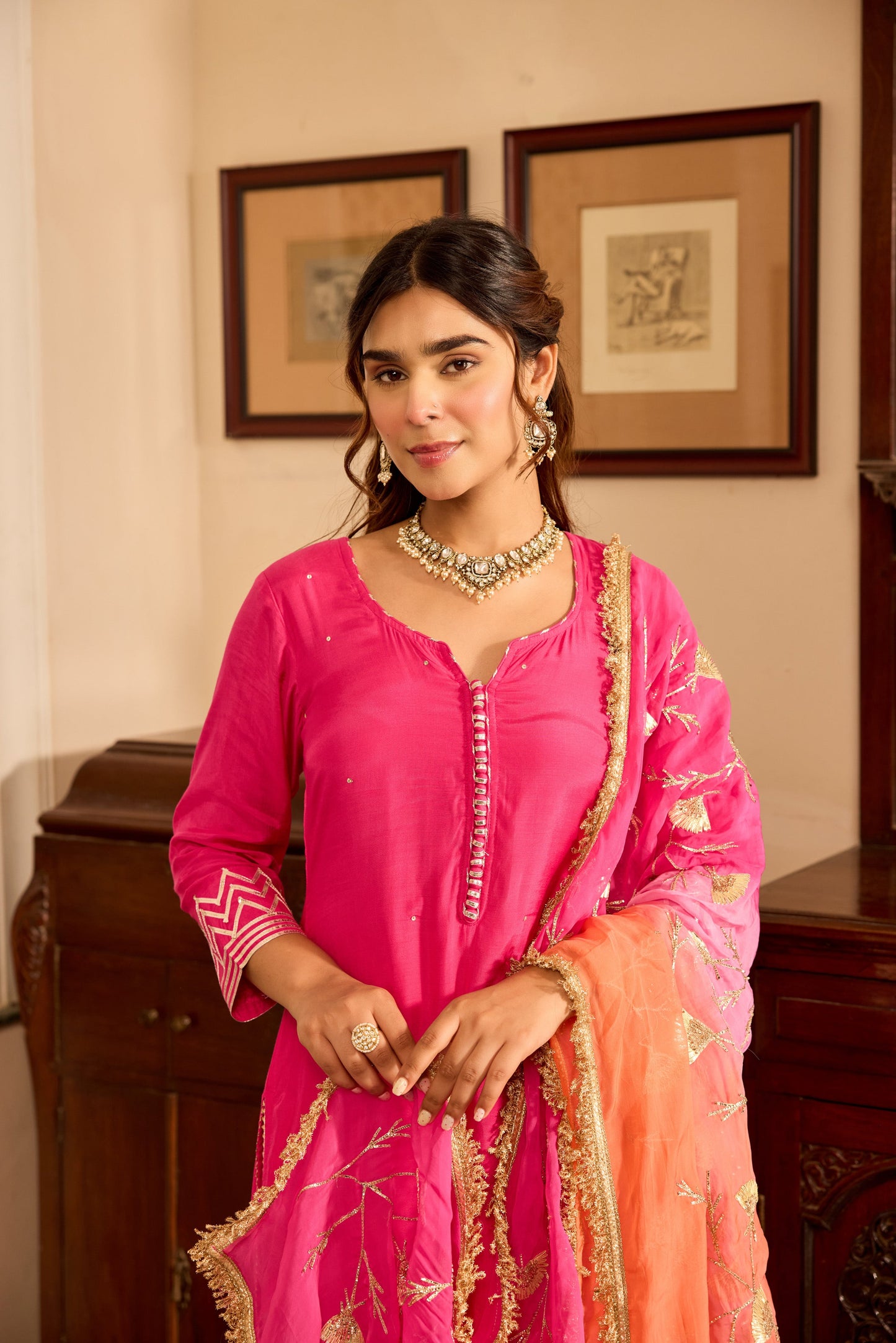 Dark Pink Straight Kurta Set