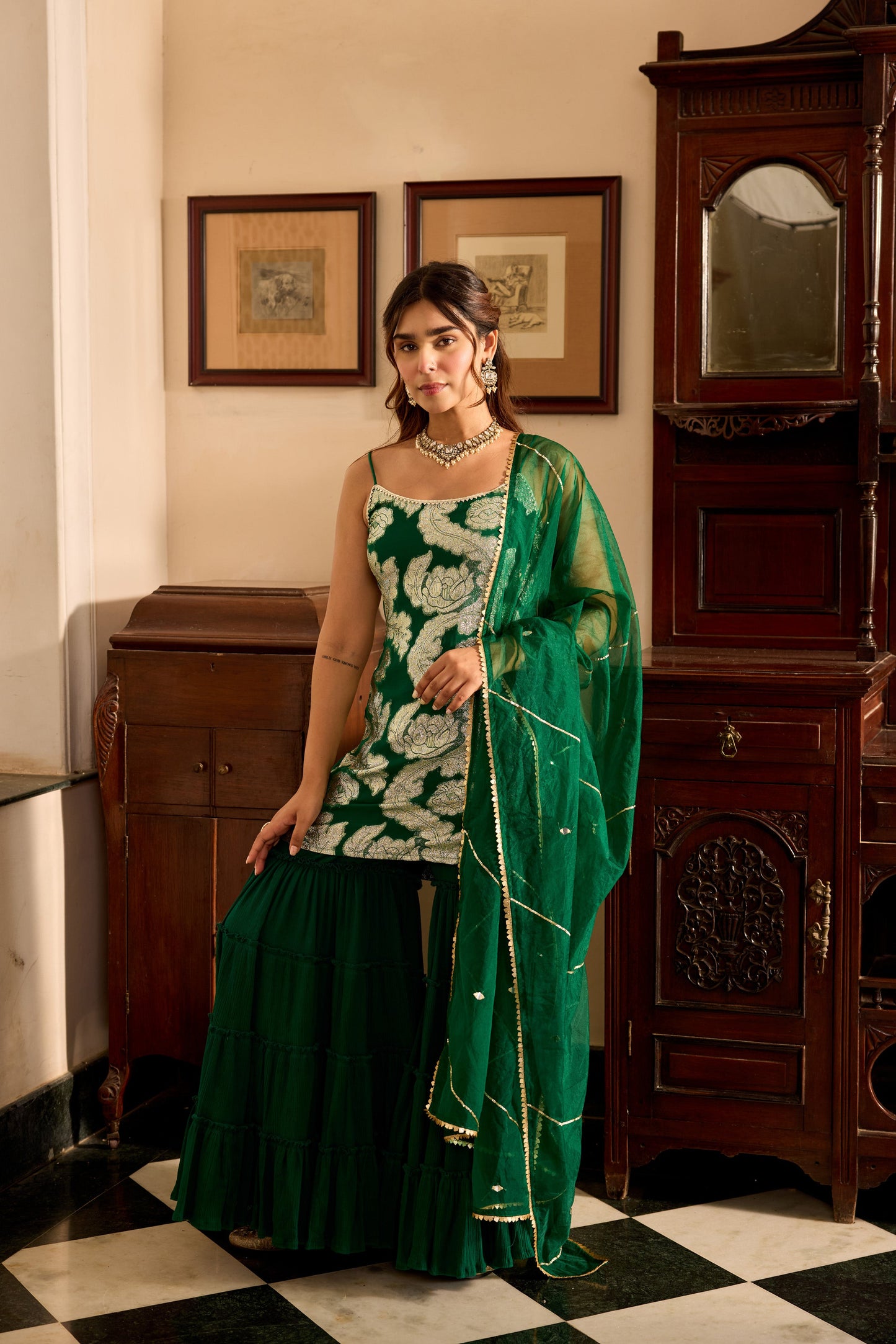 Chandani GREEN SHARARA SET