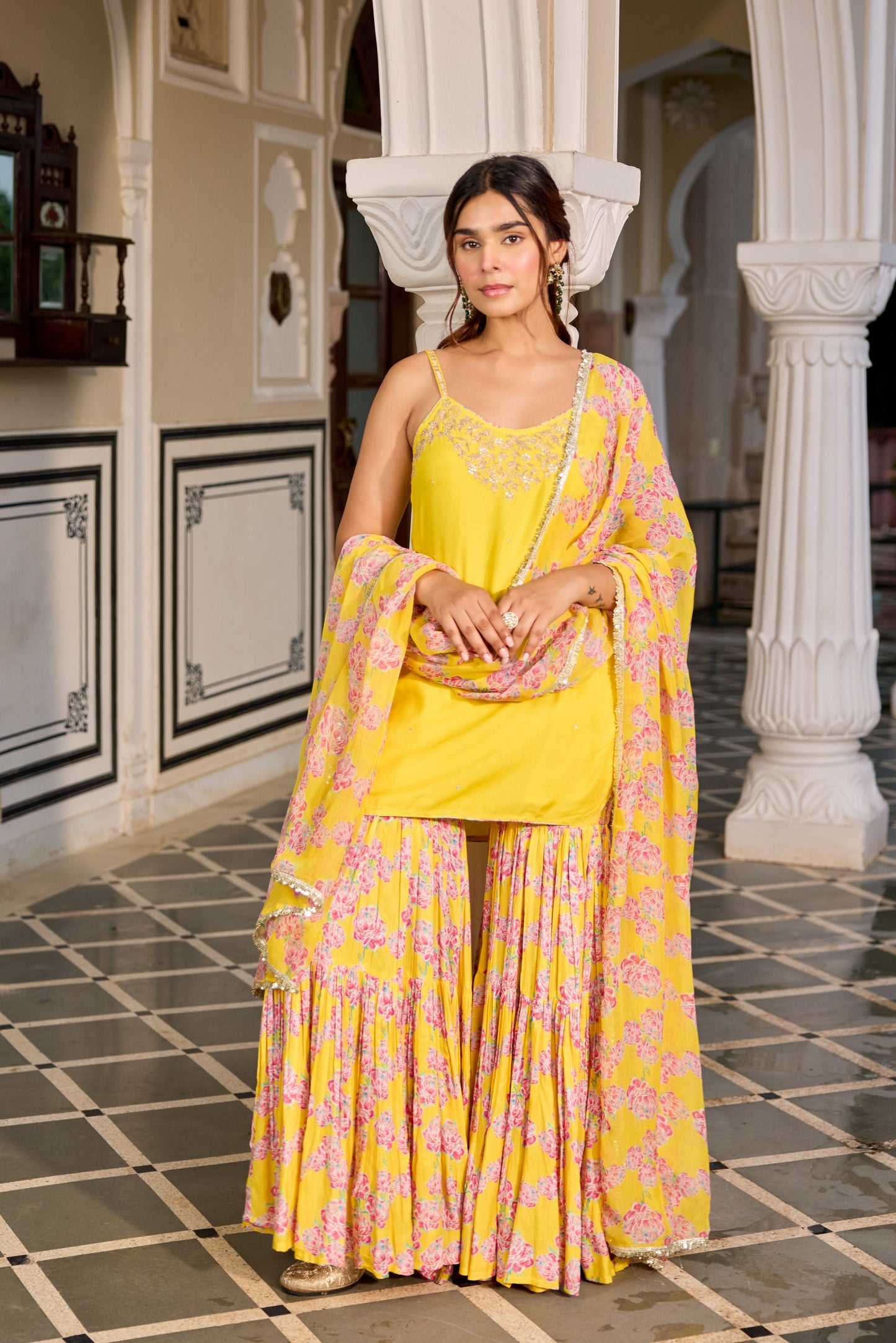 Kurkum Yellow SHARARA SET