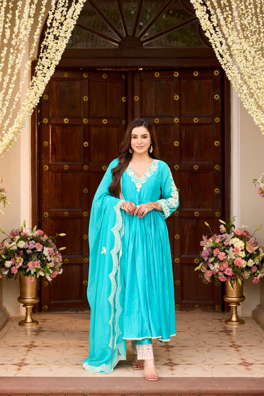 Pakizeh Turquoise Blue Suit Set