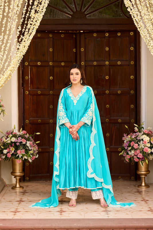 Pakizeh Turquoise Blue Suit Set